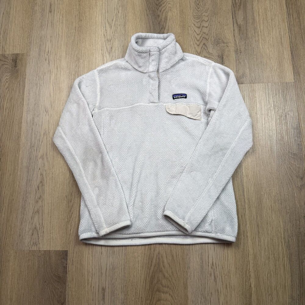 Patagonia Jacket Womens Medium Gray Snap T Fleece 1/4 Zip Pullover Winter